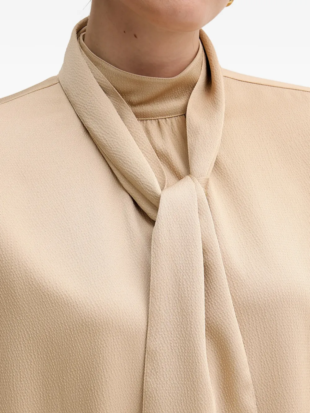 Marc Aurel Jurk met gestrikte hals Beige