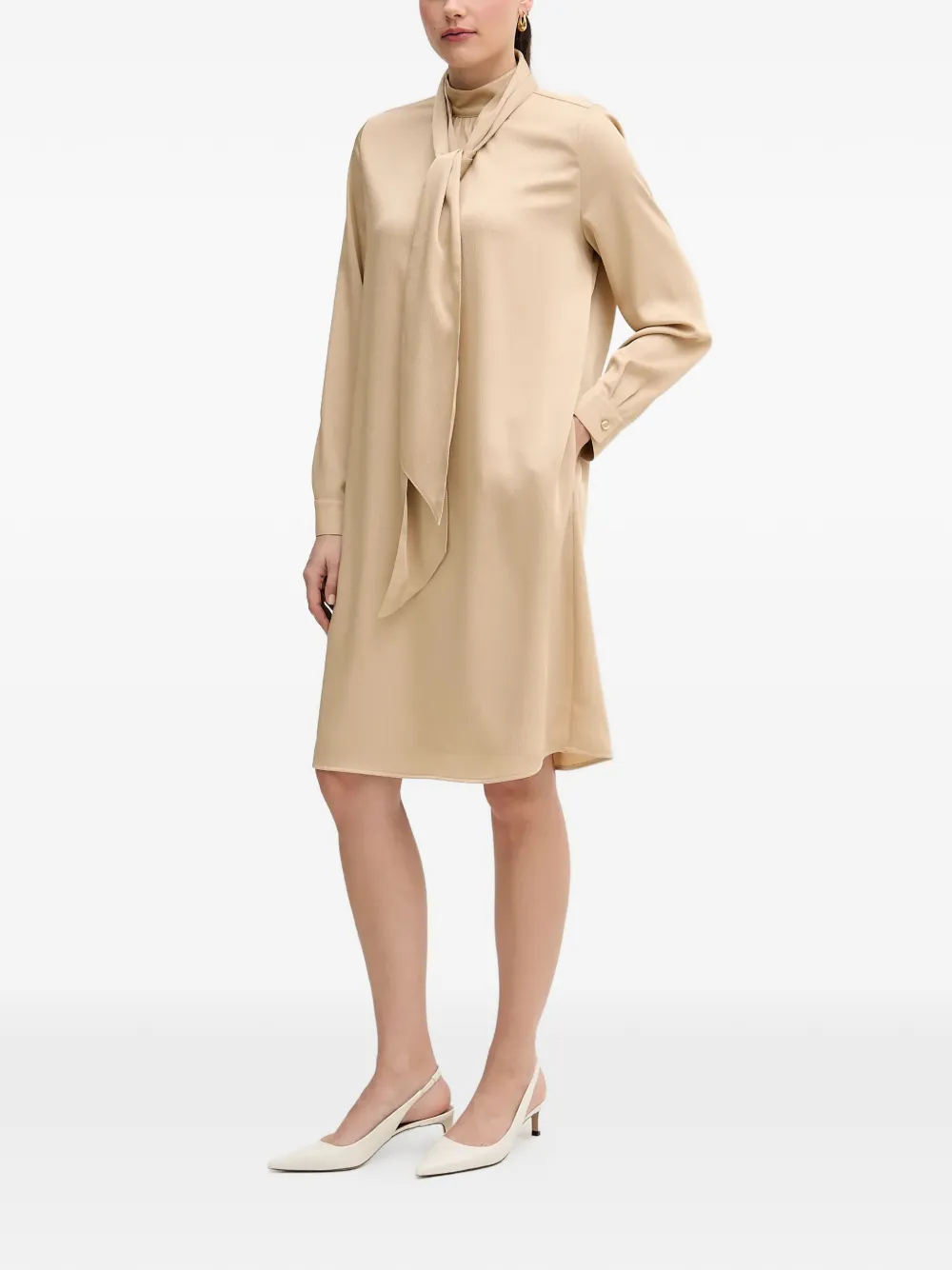  Marc Aurel Tie Neck Dress - Neutrals 