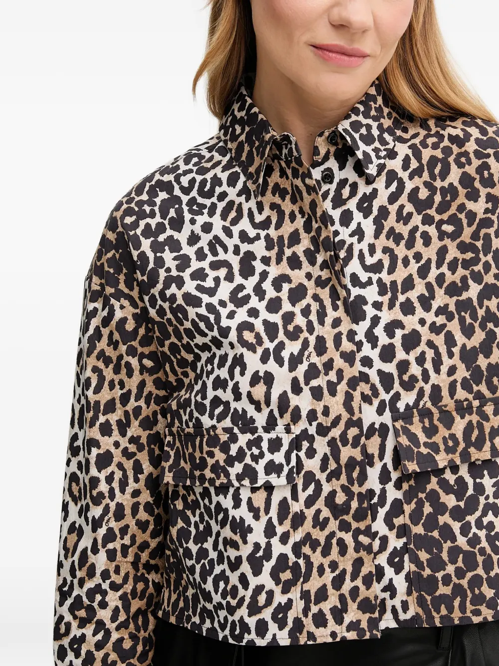 OUI Blouse met dierenprint Beige