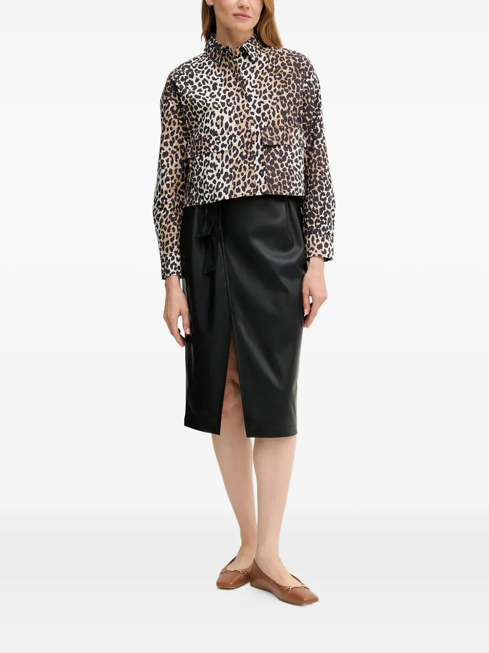  Oui Camisa Con Animal Print - Neutro 