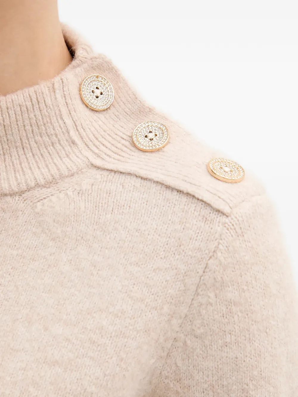 Button Roll-Neck Sweater