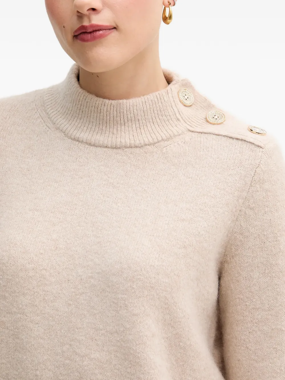 Button Roll-Neck Sweater