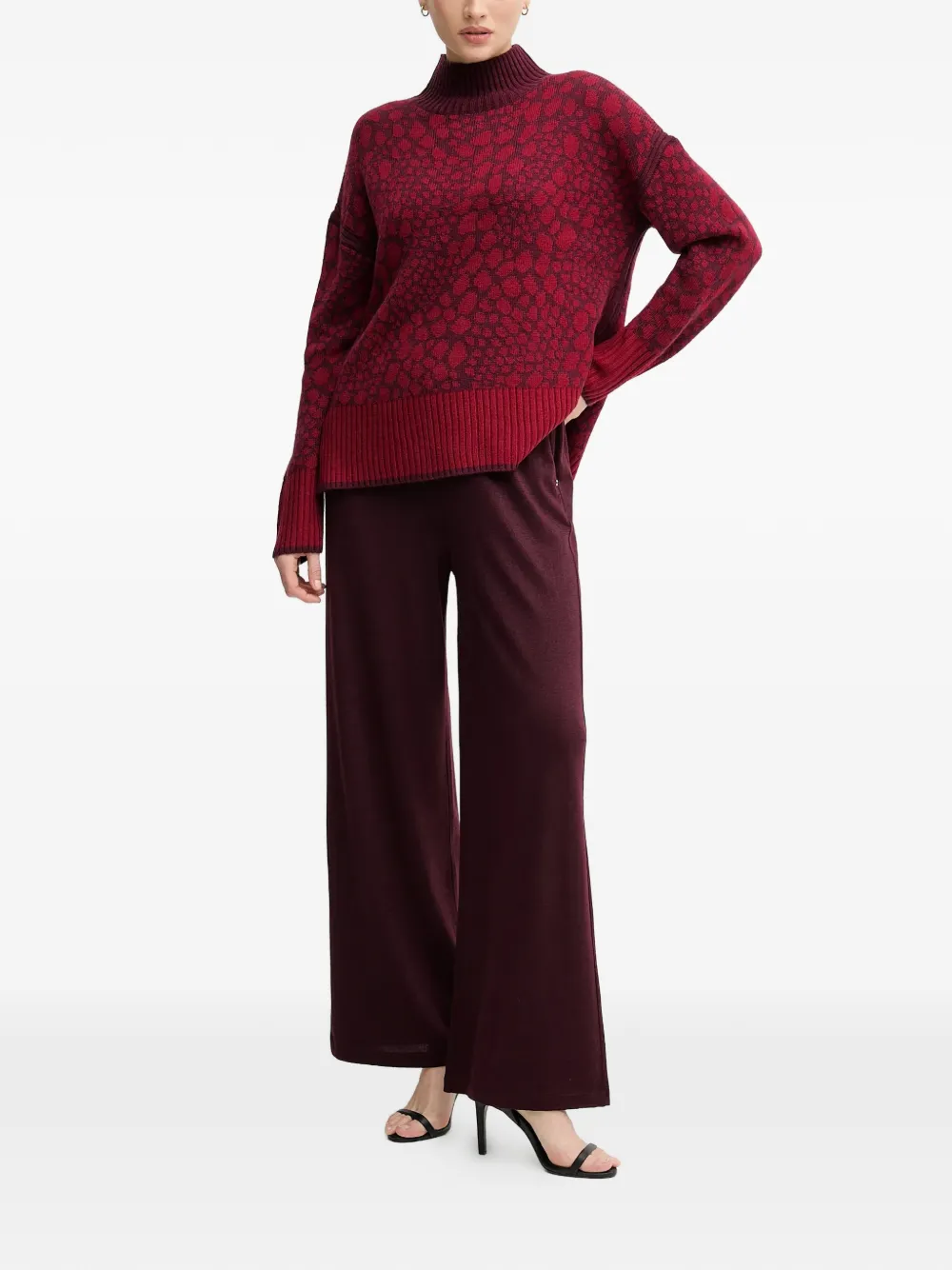  Marc Aurel Patterned Funnel-neck Sweater - Red 