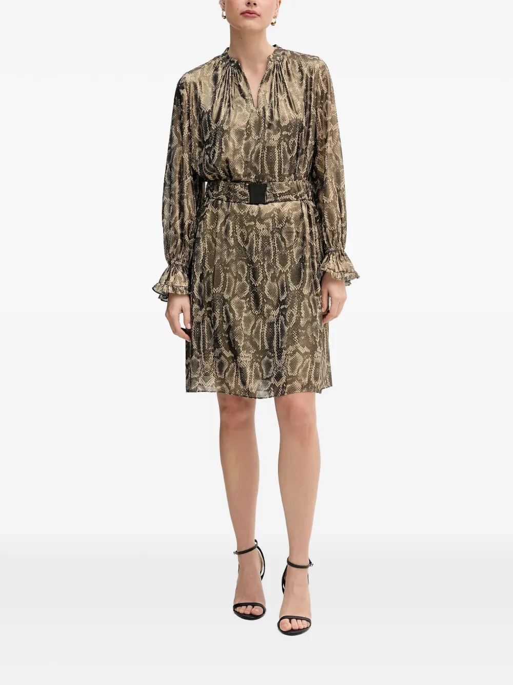 Marc Aurel snake-print belted mini dress - Toni neutri