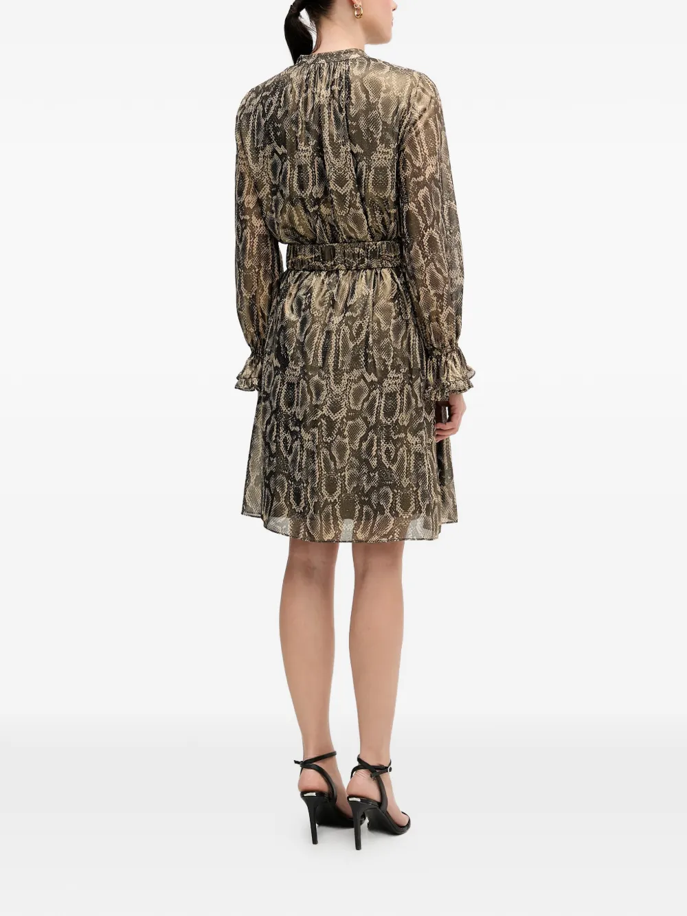  Marc Aurel Snake-print Belted Mini Dress - Neutrals 