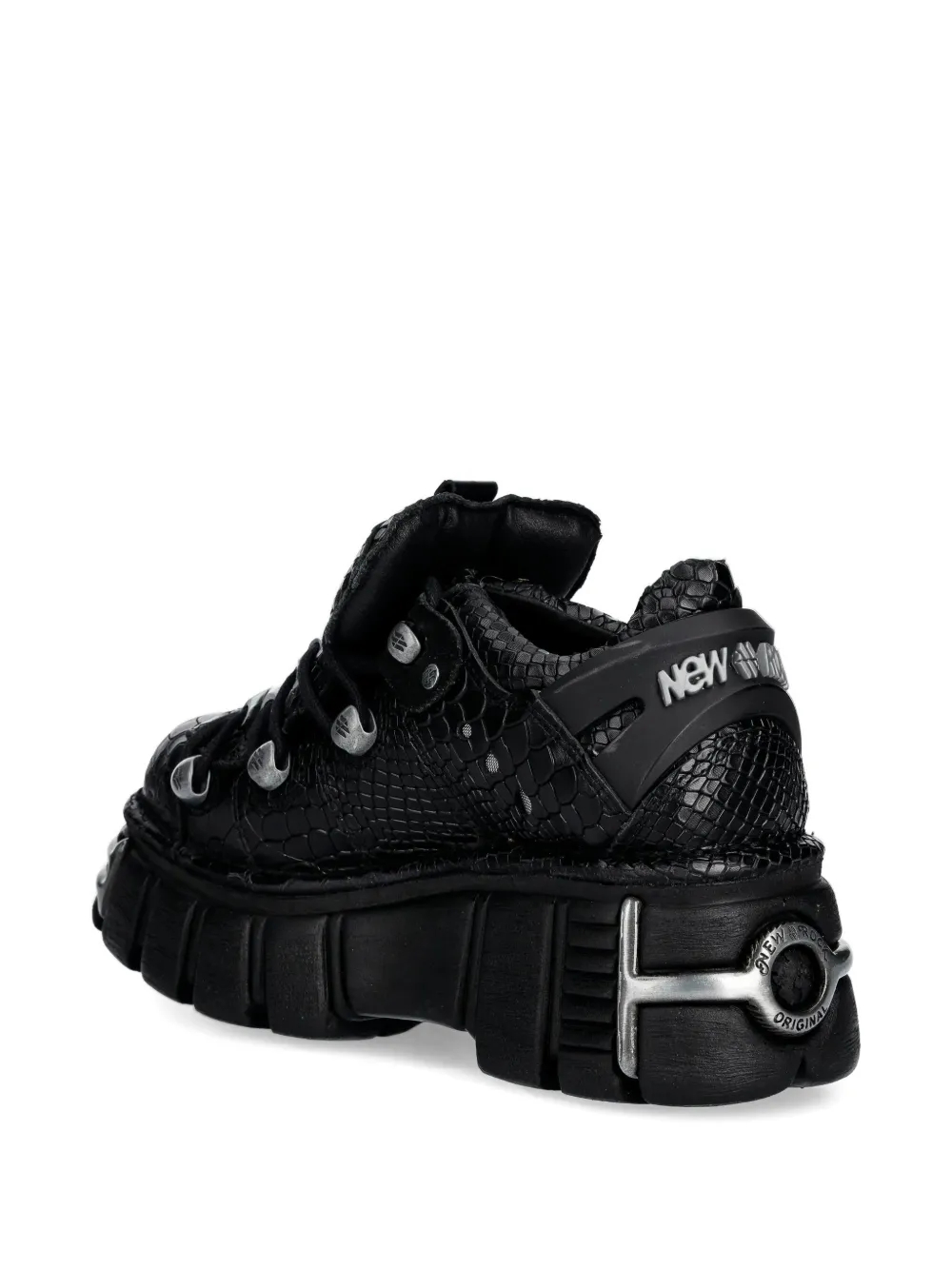 NEW ROCK Zilverkleurige hardware sneakers met textuur Zwart
