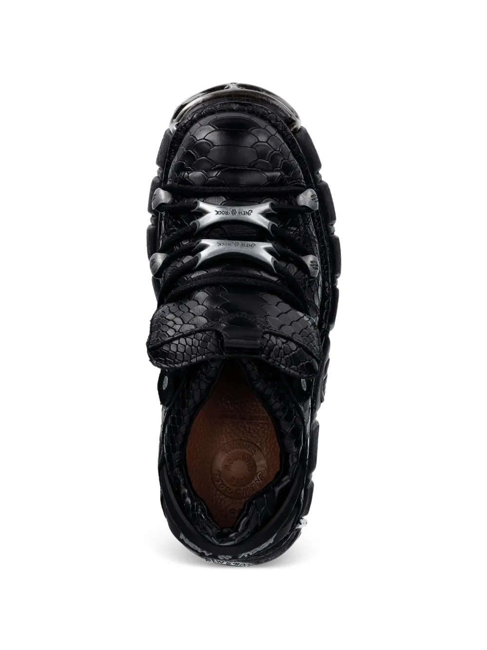 NEW ROCK Zilverkleurige hardware sneakers met textuur Zwart