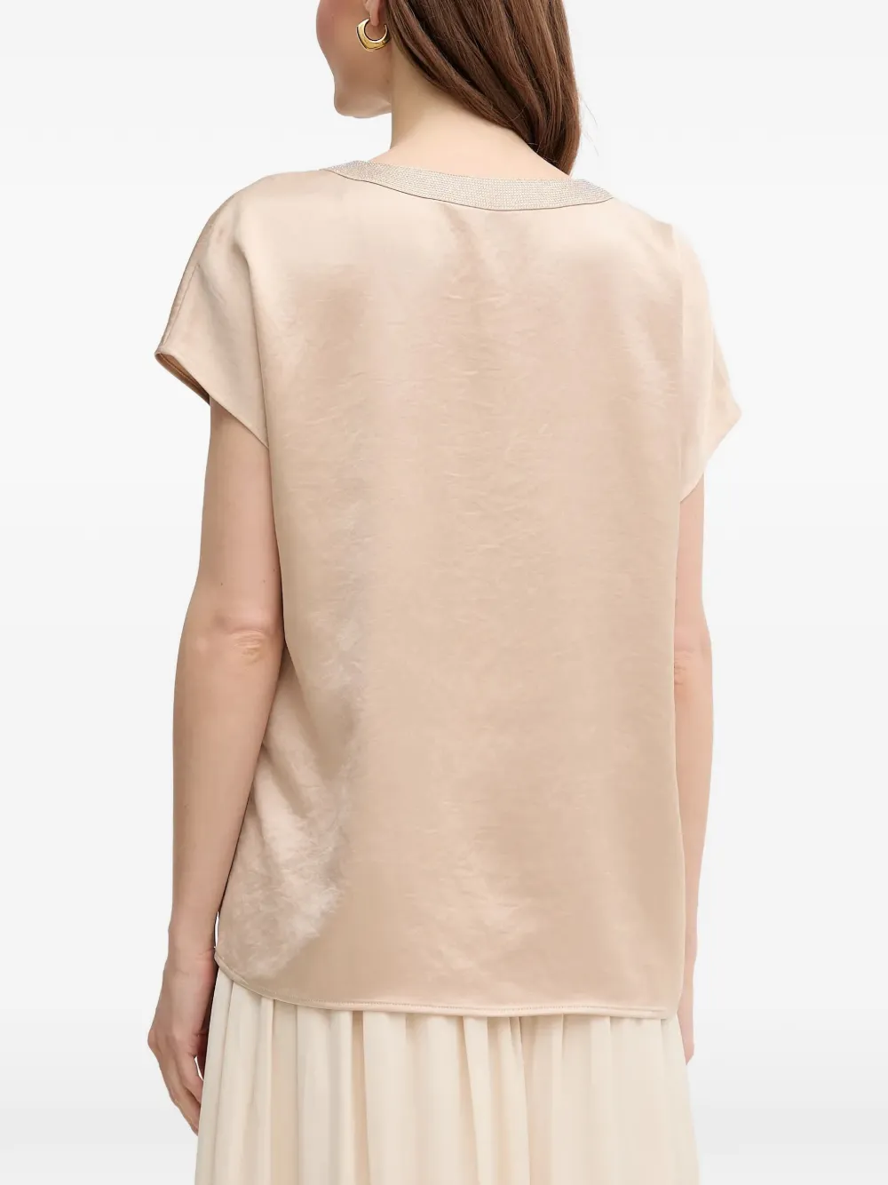 Marc Aurel V-neck Embellished Top - Neutrals 