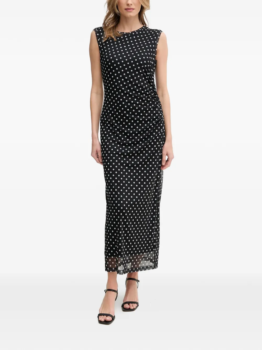 Marc Aurel polka-dot ruched maxi dress - Nero