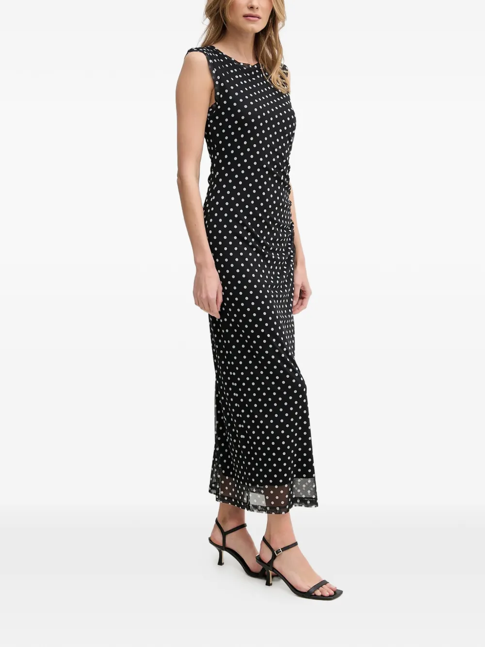  Marc Aurel Polka-dot Ruched Maxi Dress - Black 