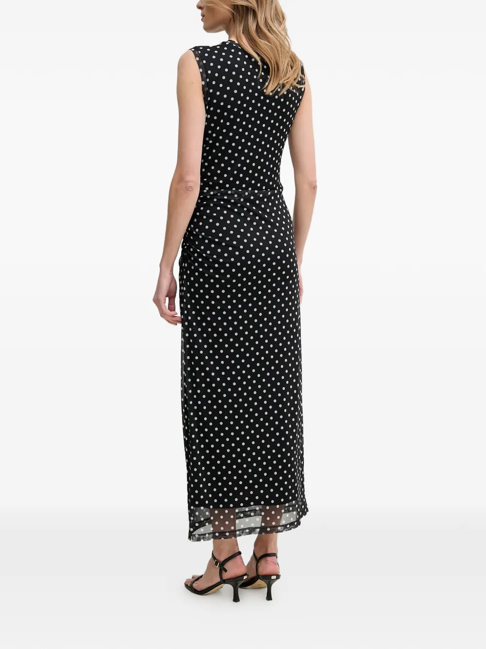  Marc Aurel Polka-dot Ruched Maxi Dress - Black 