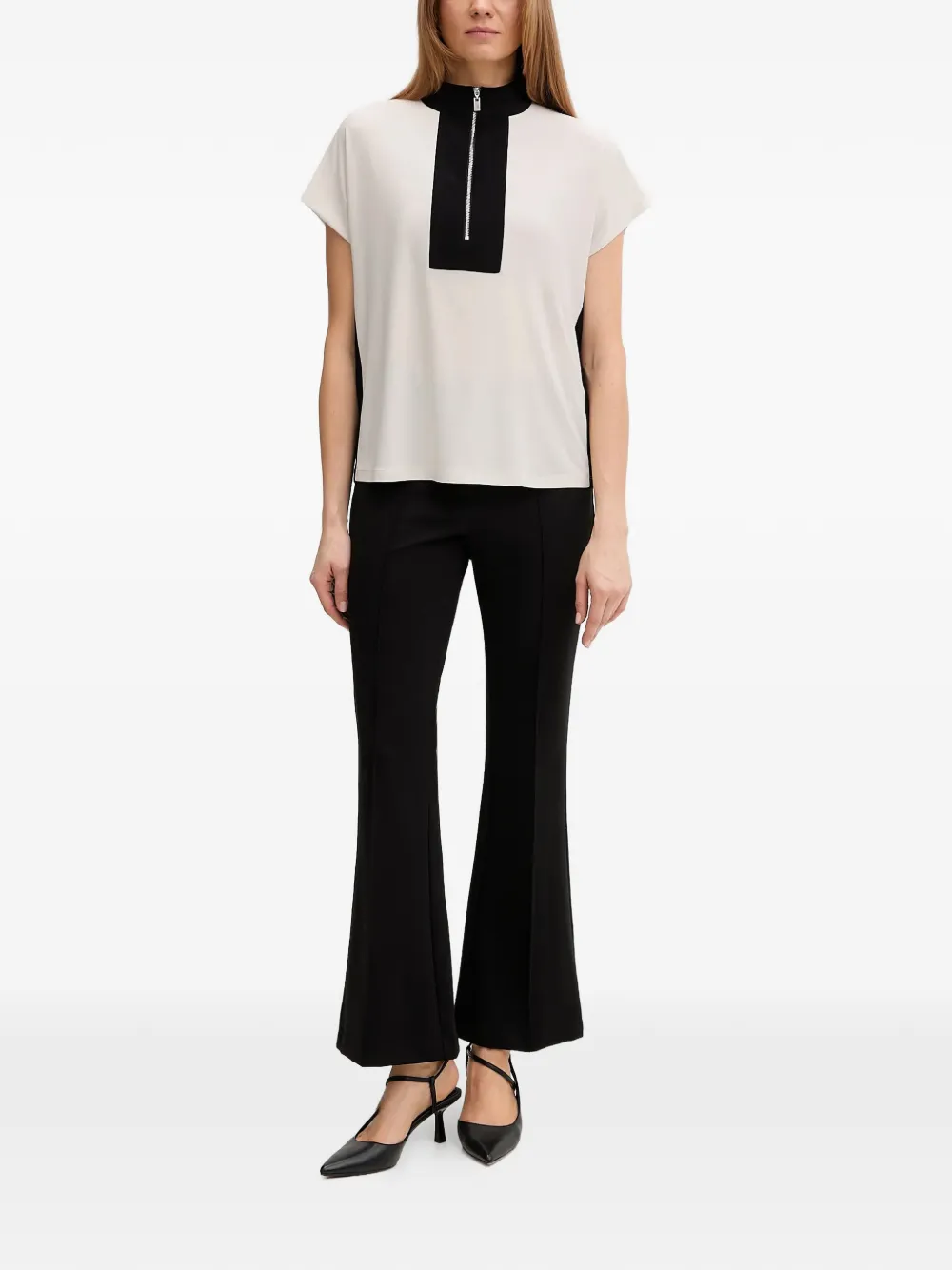  Joseph Ribkoff Zip-neck Top - Neutrals 