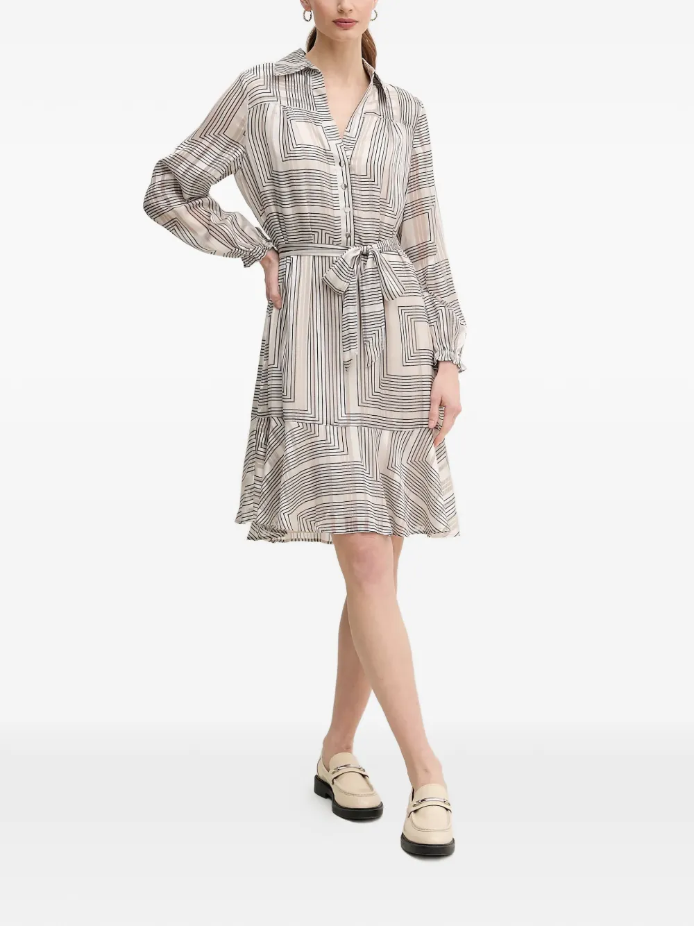 Marc Aurel geometric print belted dress - Toni neutri