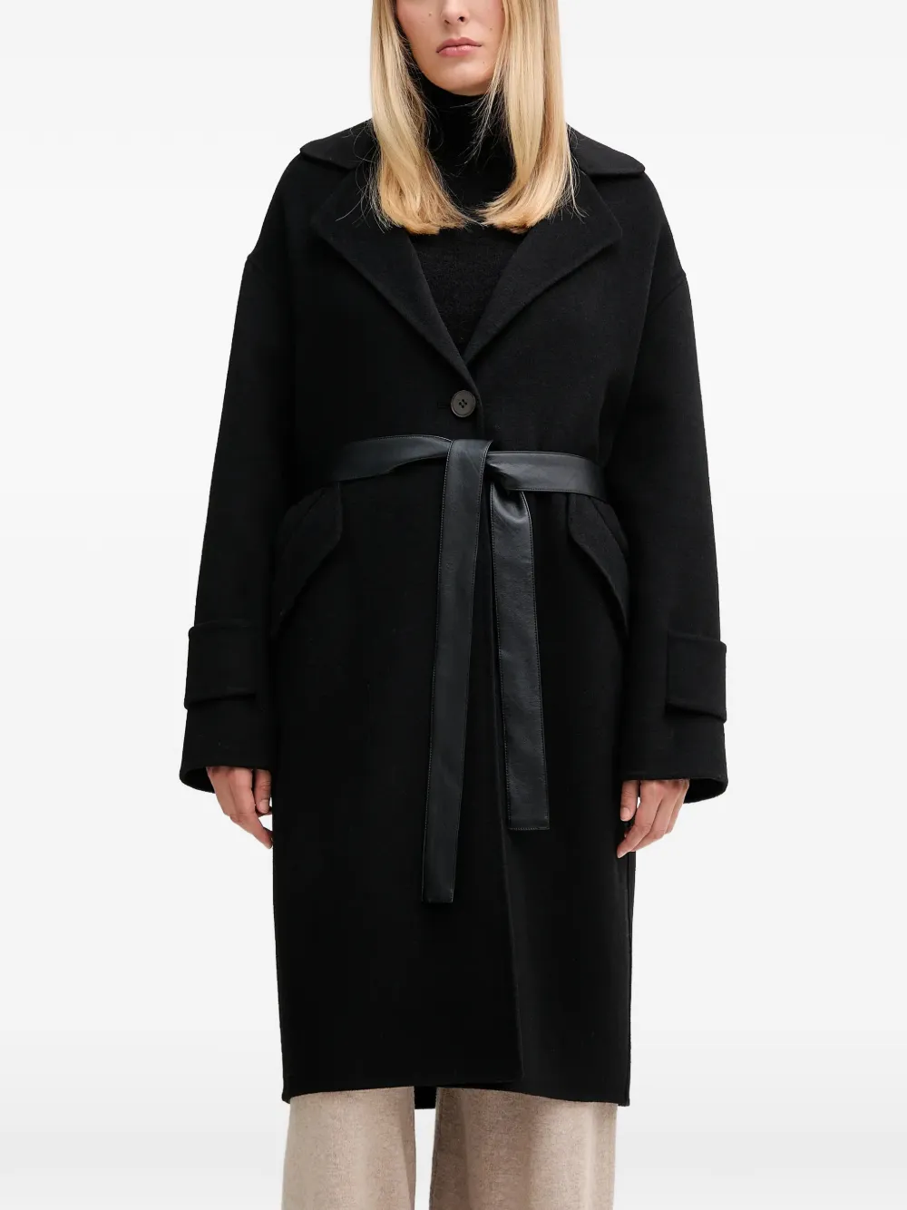Marc Aurel belt buttoned coat - Nero