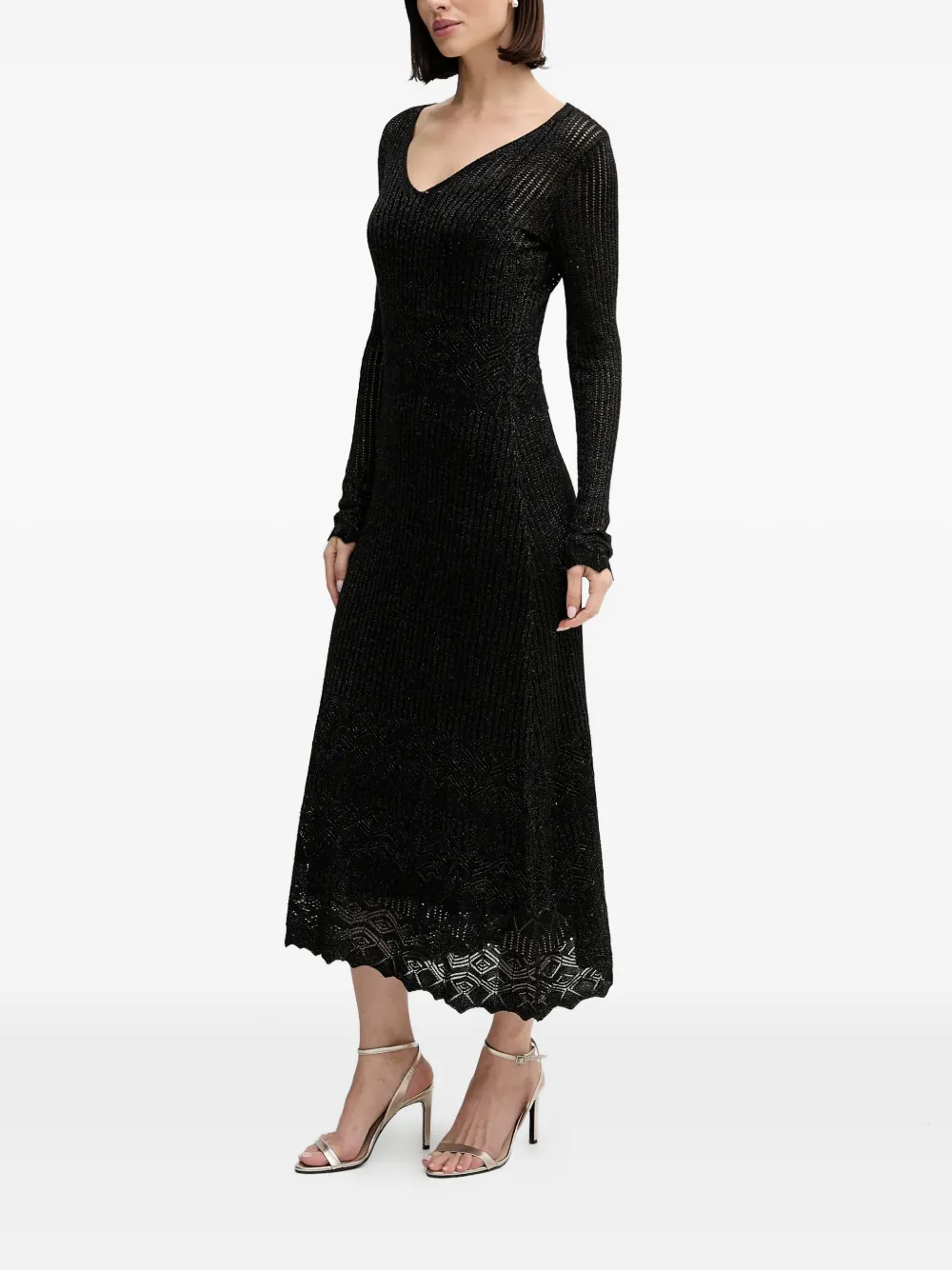  Hoss Intropia V-neck Textured Dress - Black 