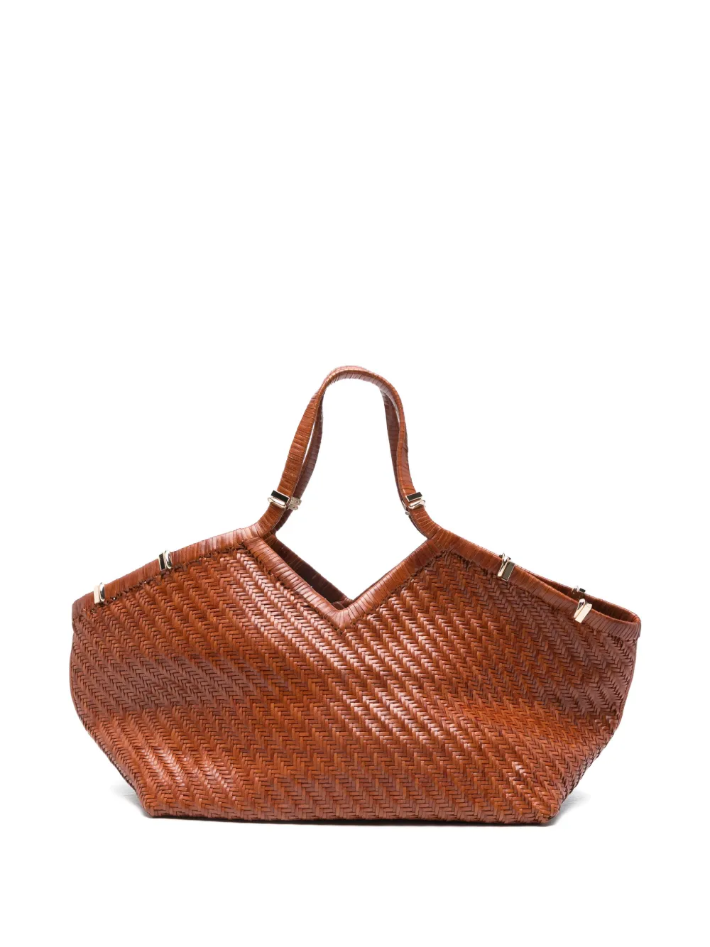 Benedetta Bruzziches woven top handle tote bag - Marrone