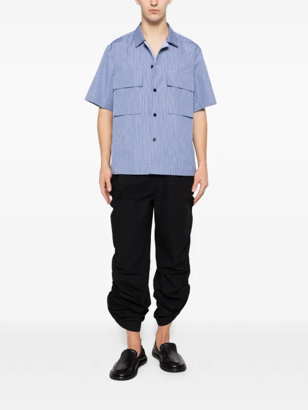 Sacai striped-pattern short-sleeve Shirt | Blue | FARFETCH AO