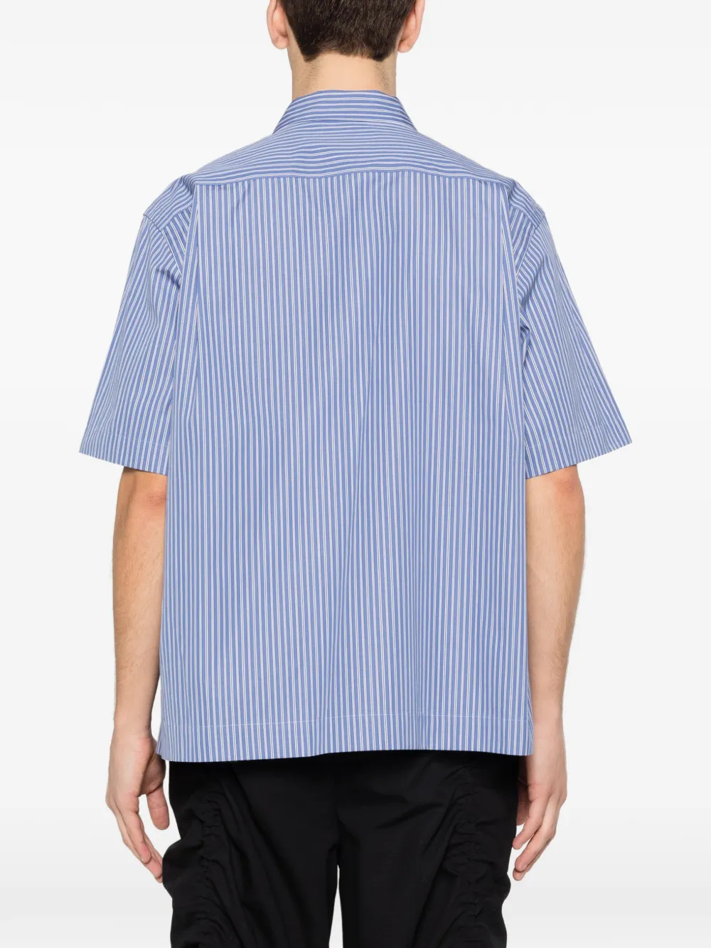 sacai Gestreept overhemd met korte mouwen Blauw