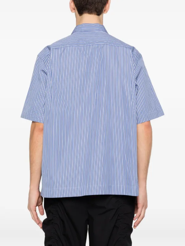 Sacai striped-pattern short-sleeve Shirt | Blue | FARFETCH