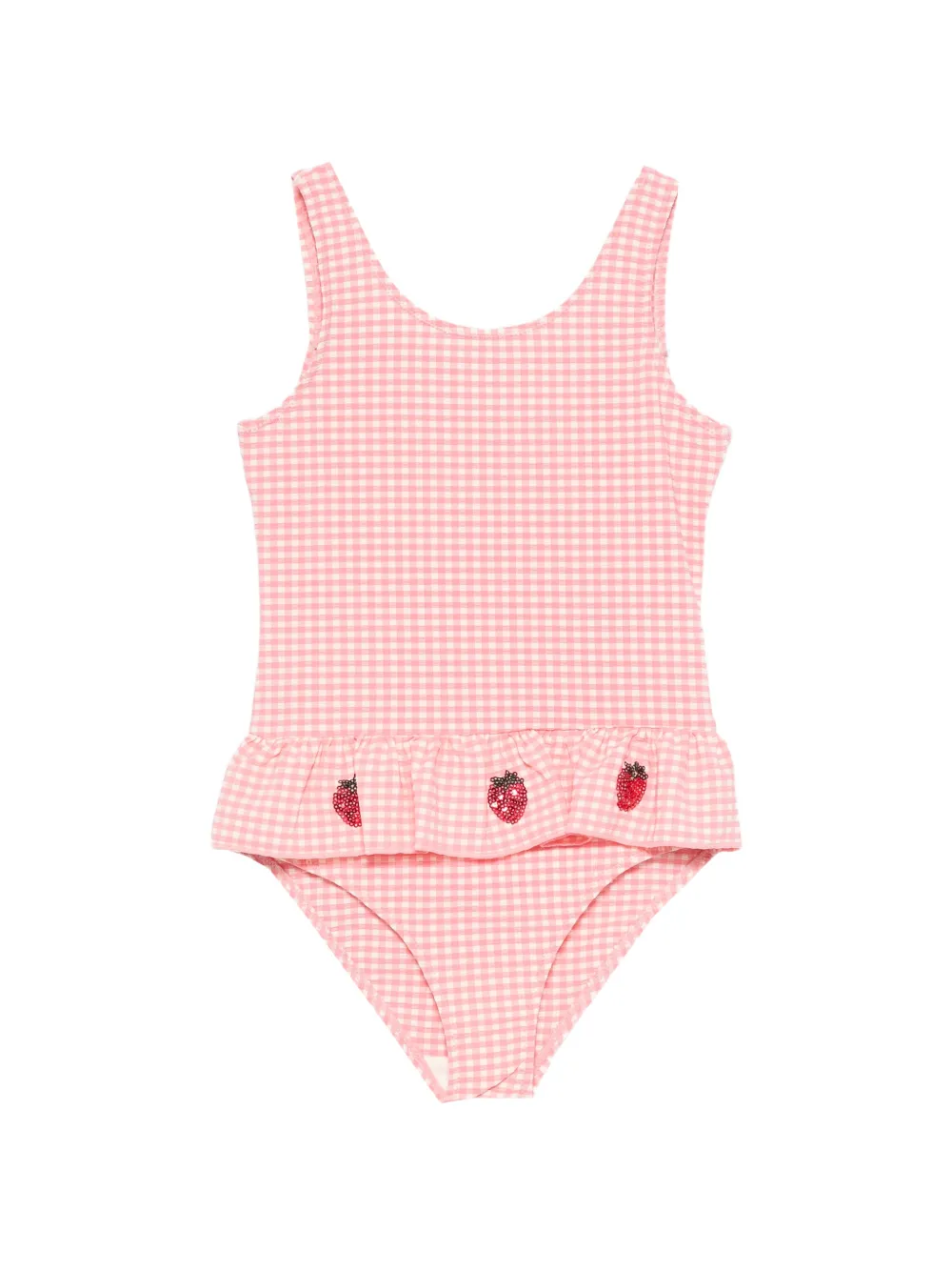Konges Sløjd Etta strawberry ruffled gingham swim suit - Rosa