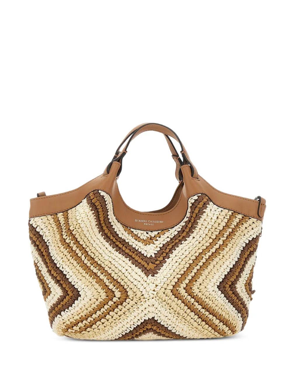 GIANNI CHIARINI Dua woven straw top-handle tote bag - Toni neutri