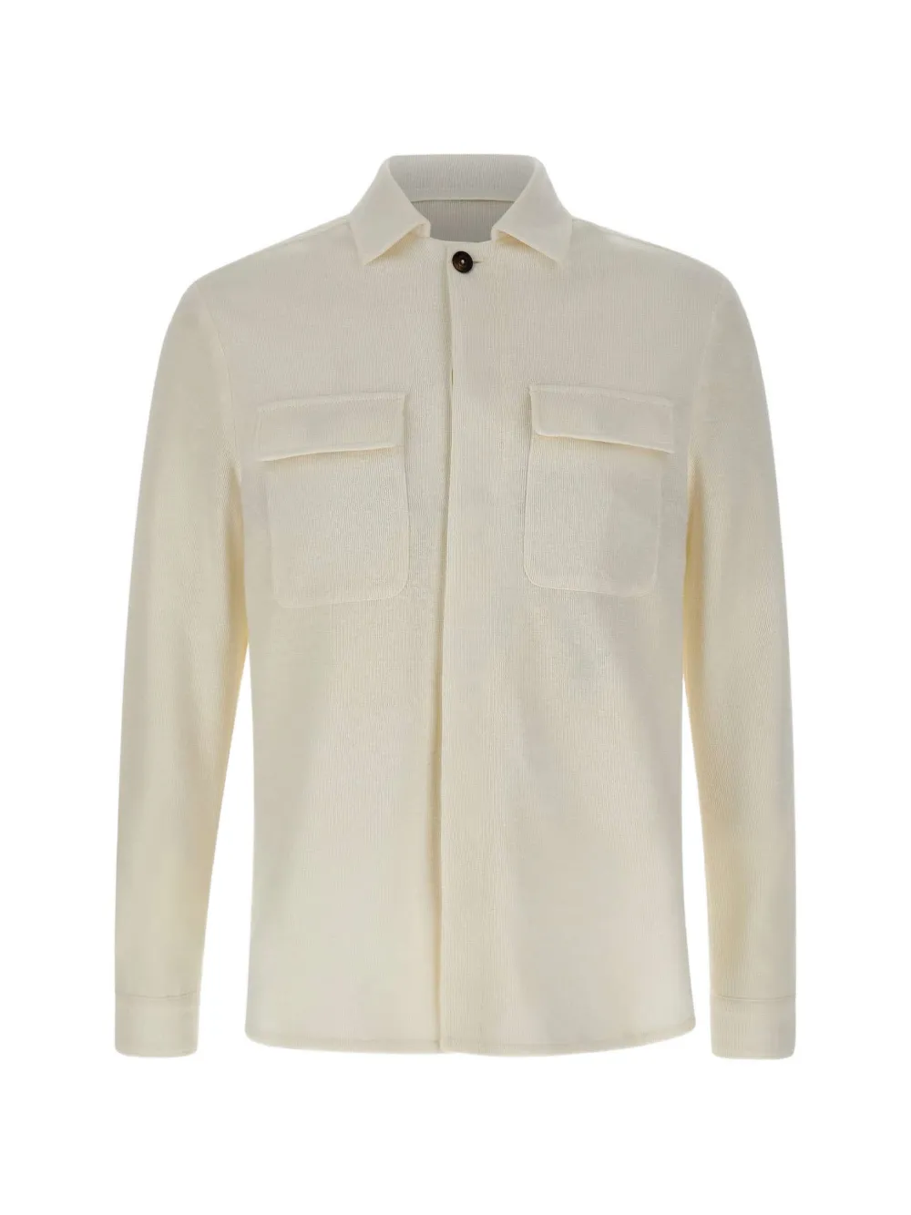 Eleventy flap-pocket ribbed shirt jacket - Toni neutri