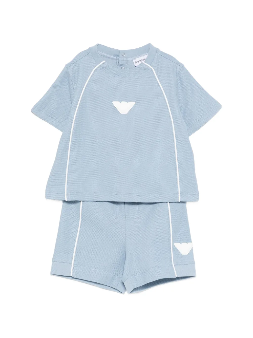 Emporio Armani Kids logo-patch shorts set - Blu