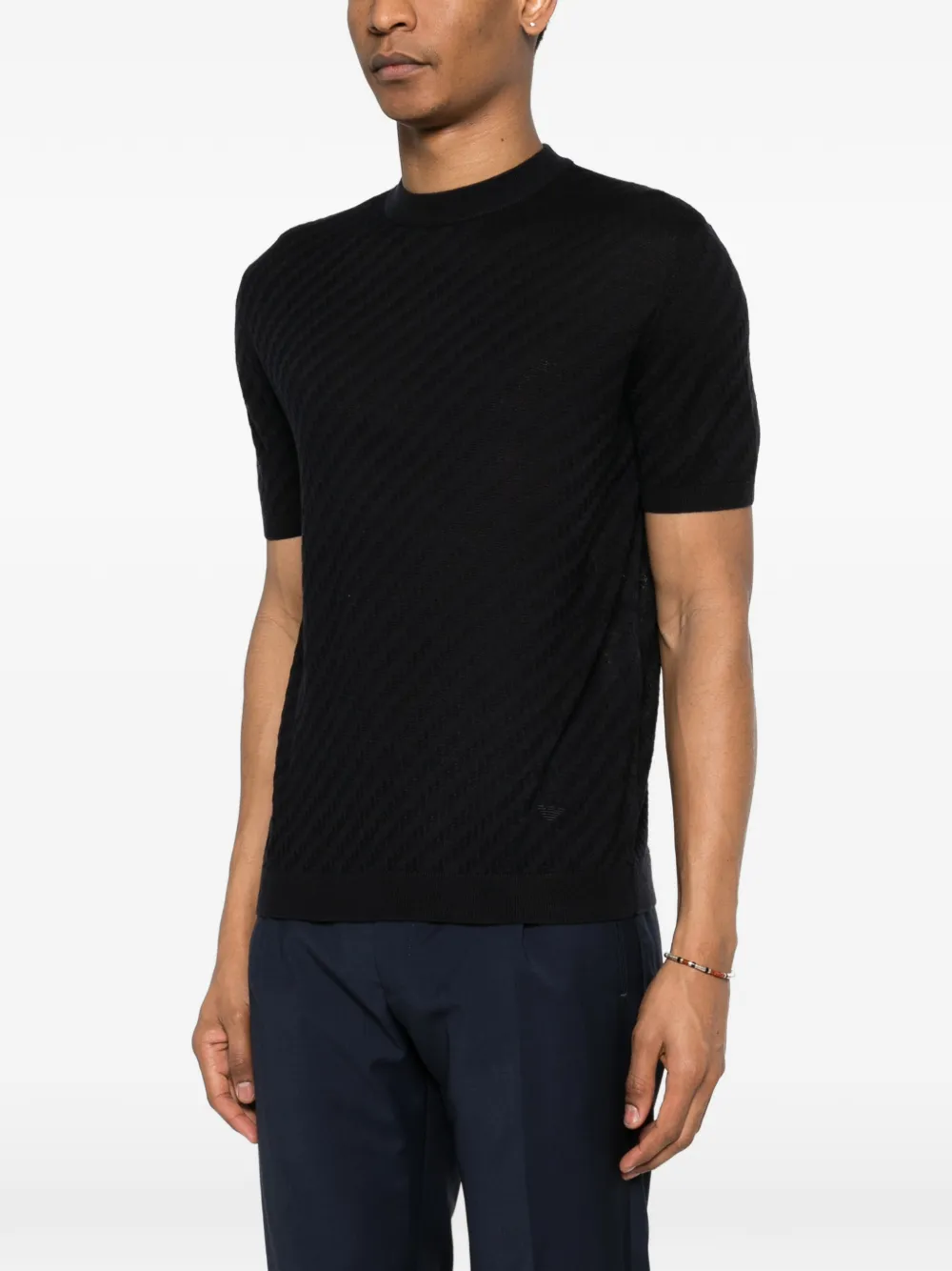 Emporio Armani Trui met jacquard en korte mouwen Blauw