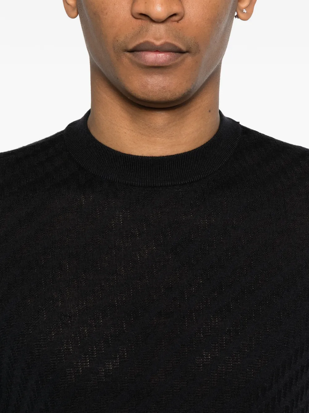Emporio Armani Trui met jacquard en korte mouwen Blauw