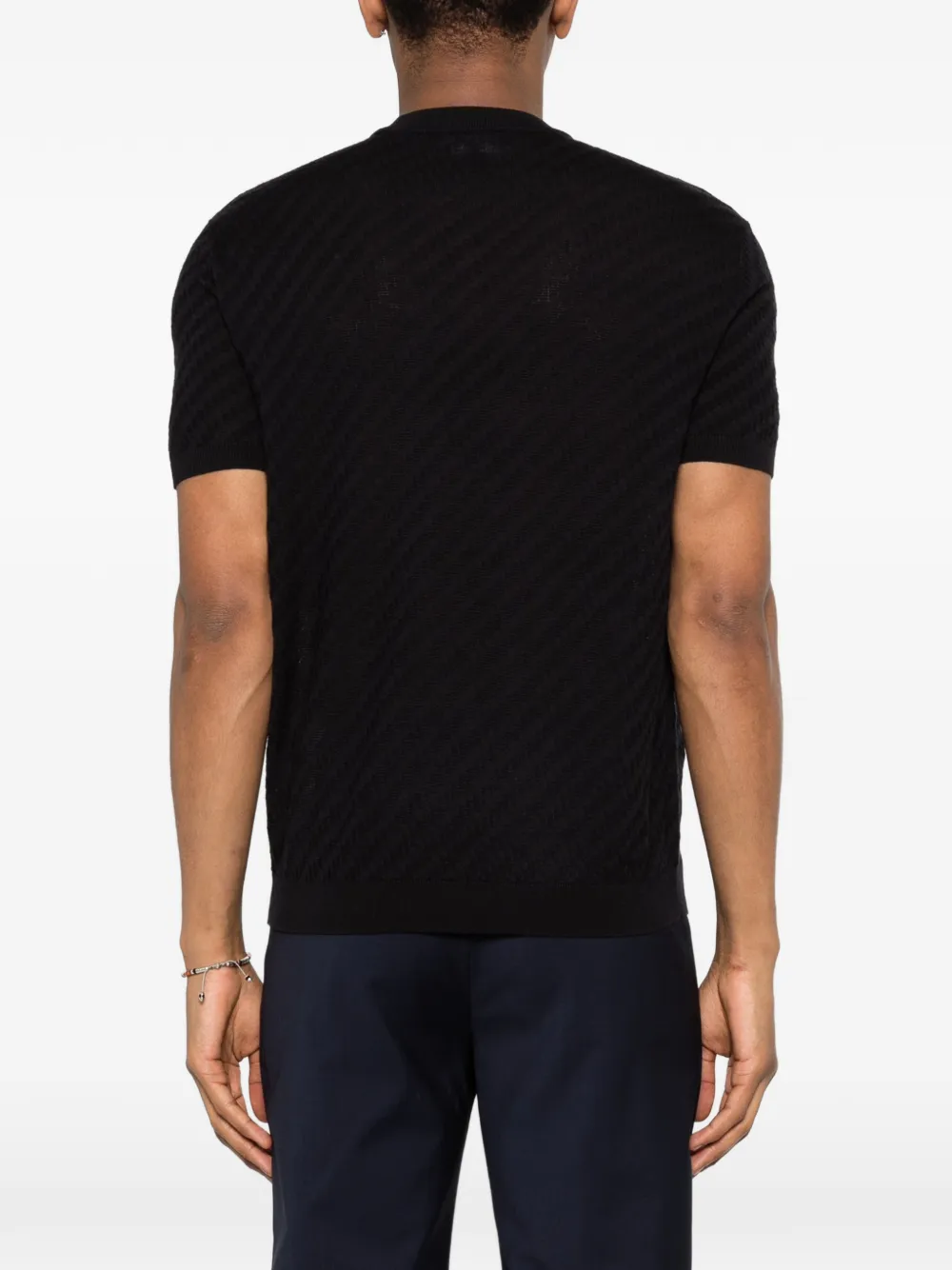 Emporio Armani Trui met jacquard en korte mouwen Blauw