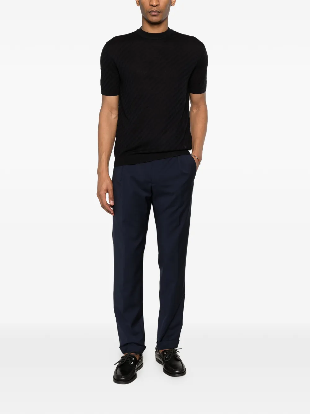 Emporio Armani Trui met jacquard en korte mouwen Blauw