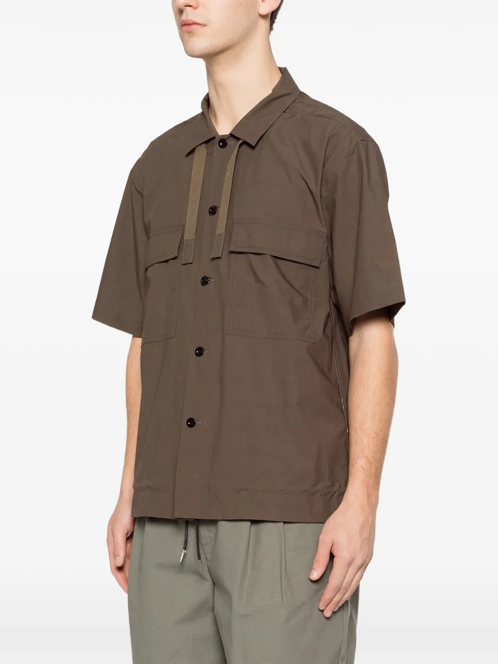 sacai Overhemd met zak en strik Groen
