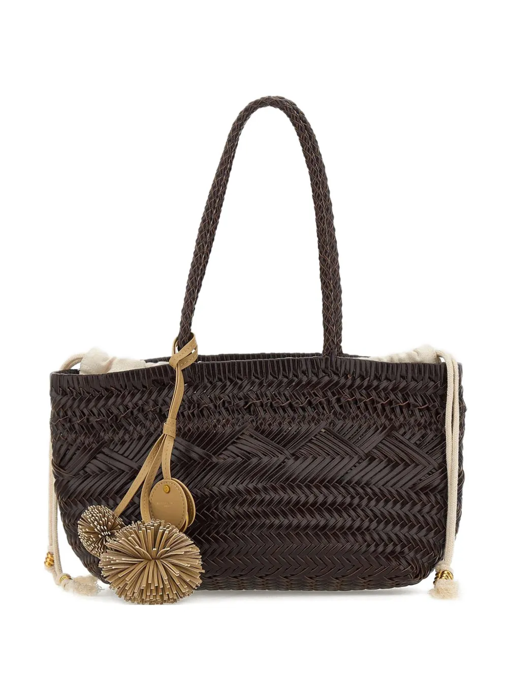 GIANNI CHIARINI woven tassel leather shoulder bag - Marrone