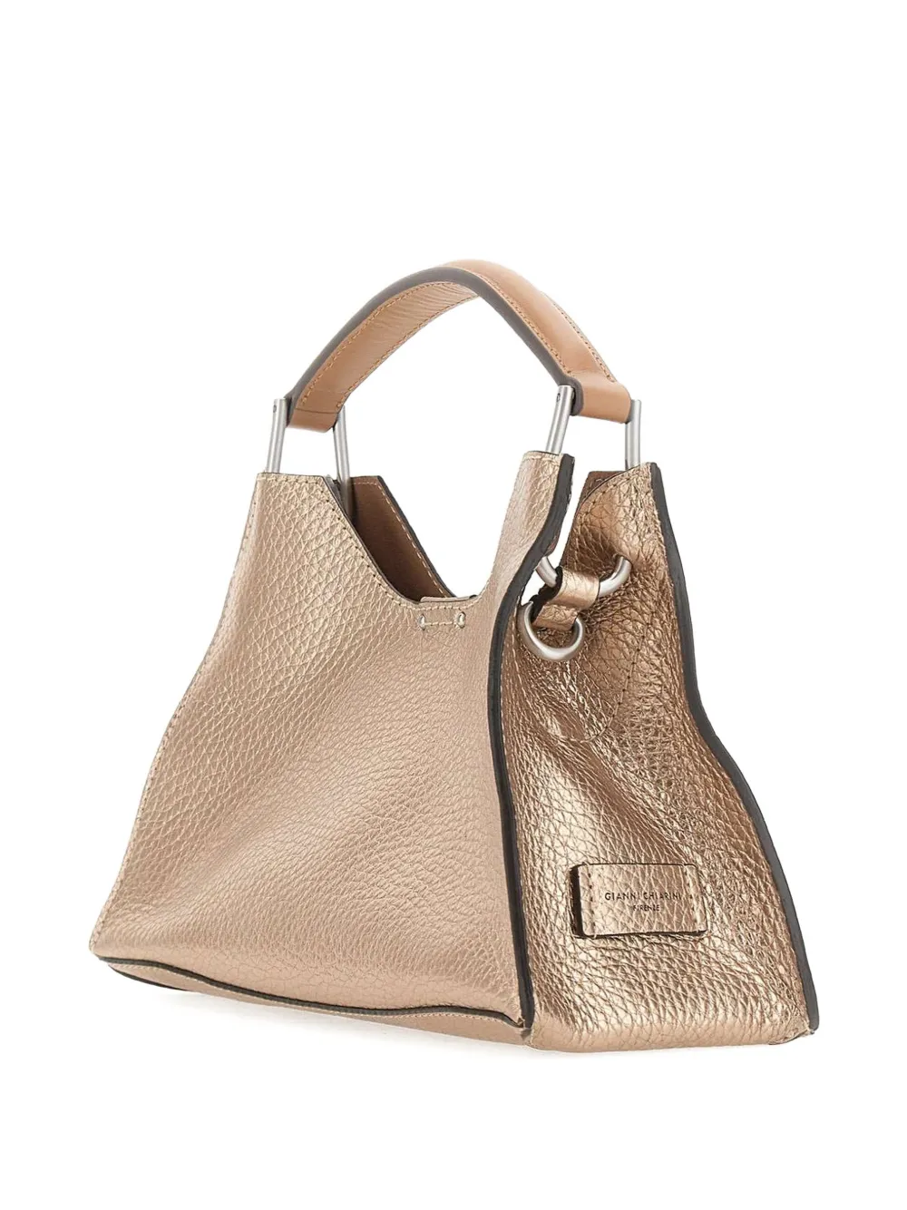 GIANNI CHIARINI Aurora trapezoïde leren shopper met hamer-effect Goud