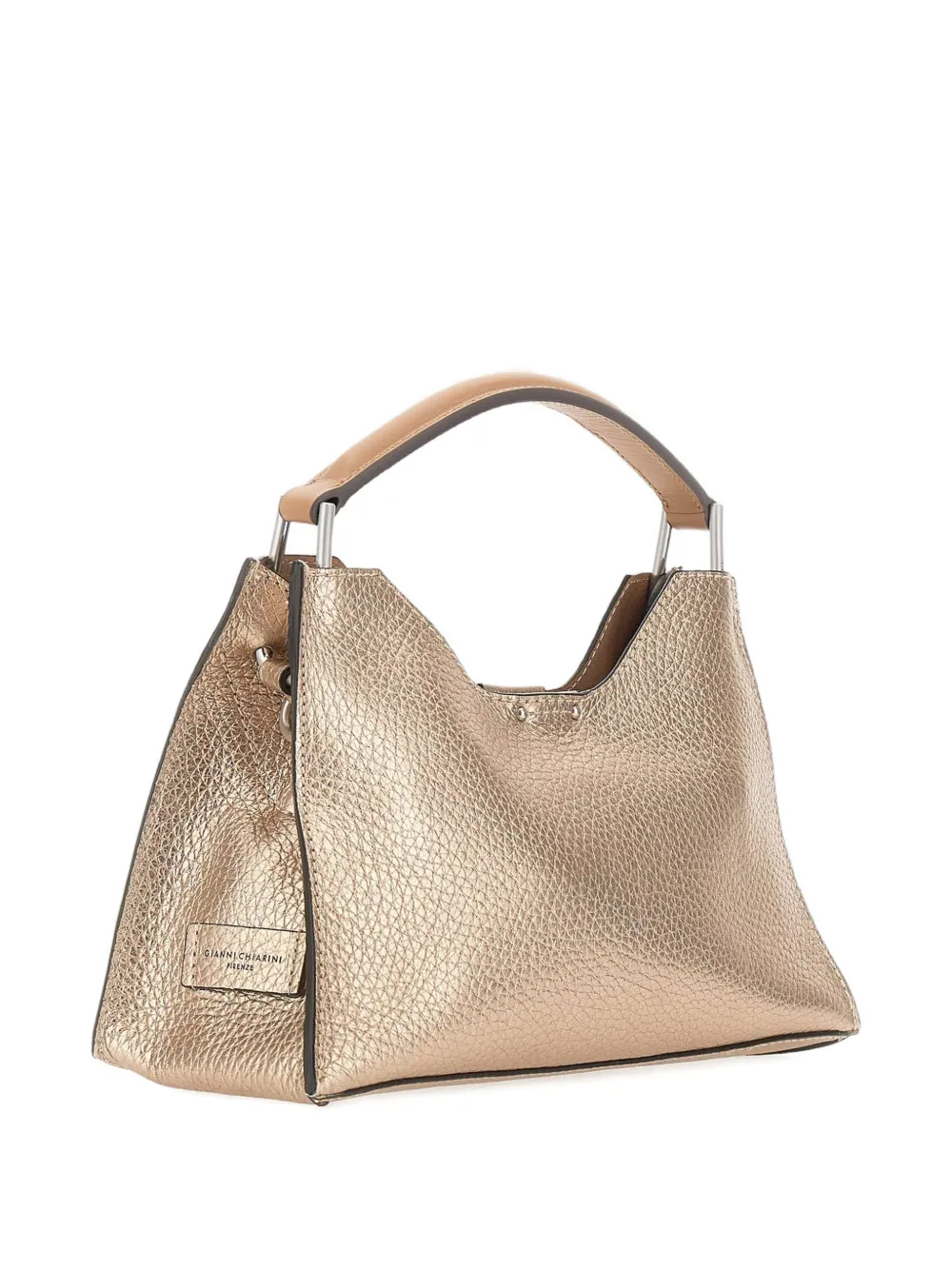 GIANNI CHIARINI Aurora trapezoïde leren shopper met hamer-effect Goud