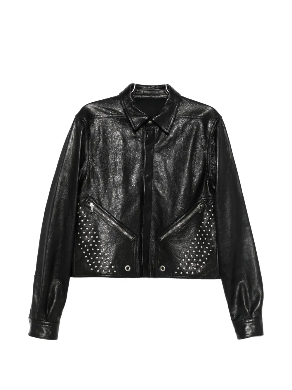 Rick Owens studded buttoned leather jacket - Nero