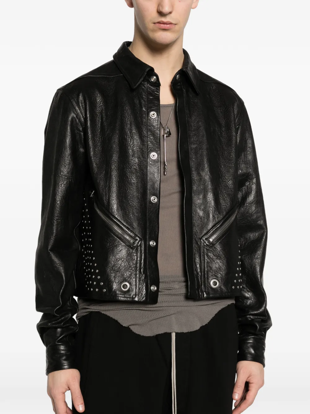 Rick Owens Tour Alice Leather Shirt Jacket | Black | FARFETCH AO