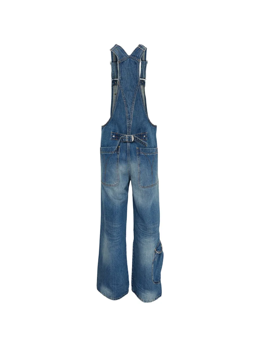  Open Yy Cargo Pocket Denim Overalls - Blue 