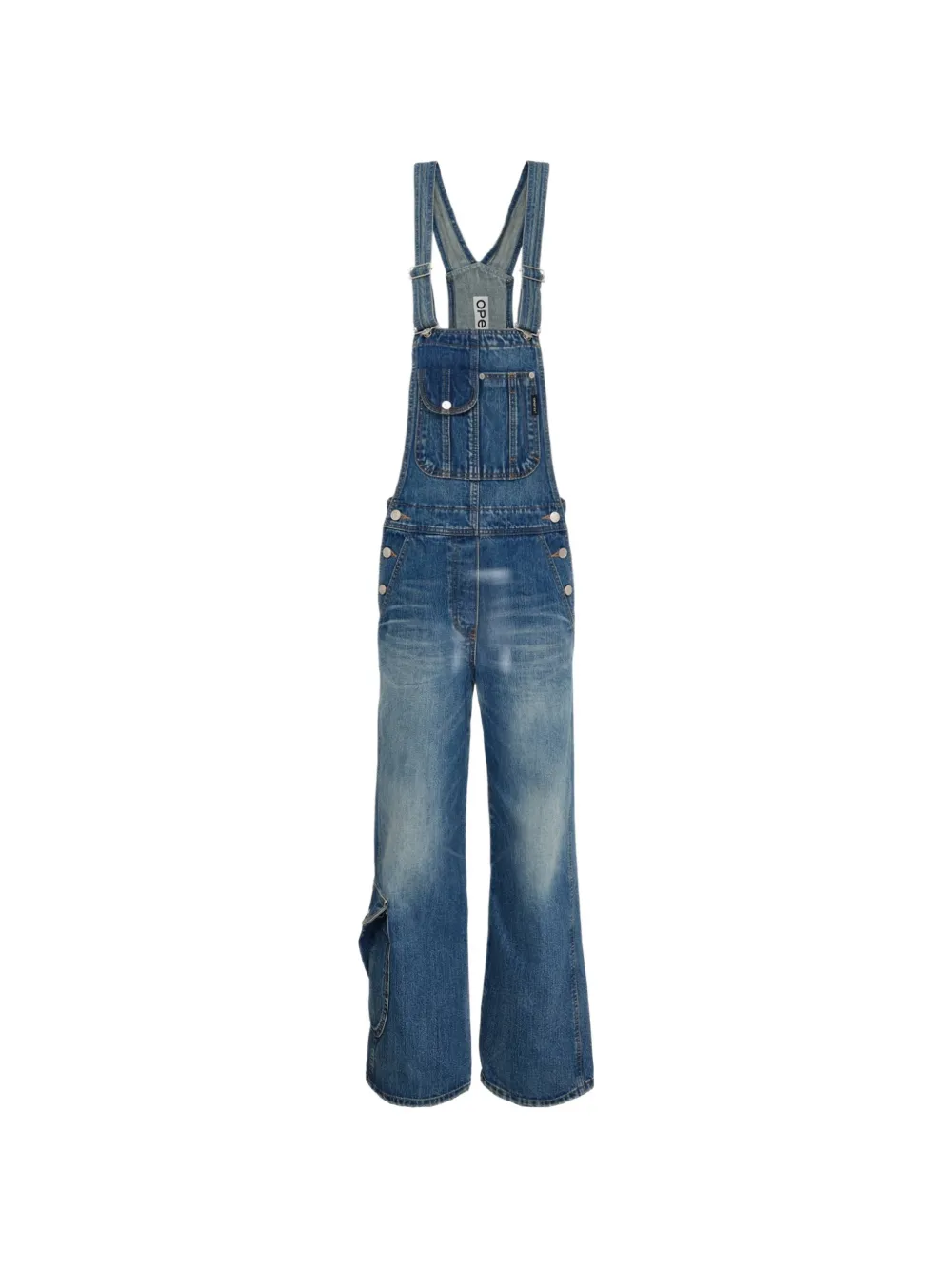 Open YY cargo pocket denim overalls - Blu