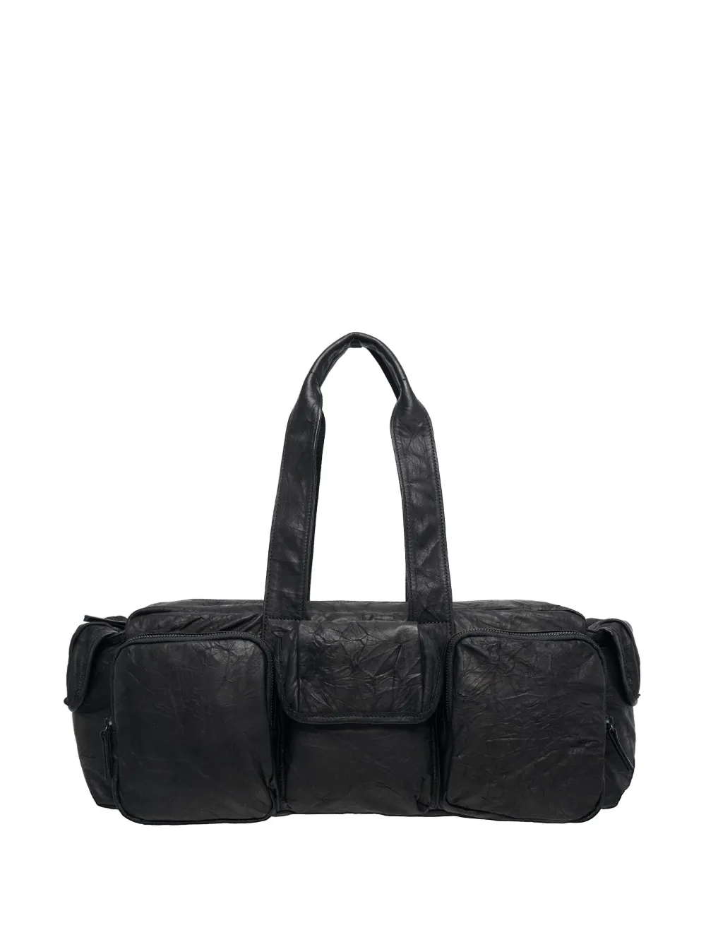 Y's wrinkled-leather shoulder bag - Nero