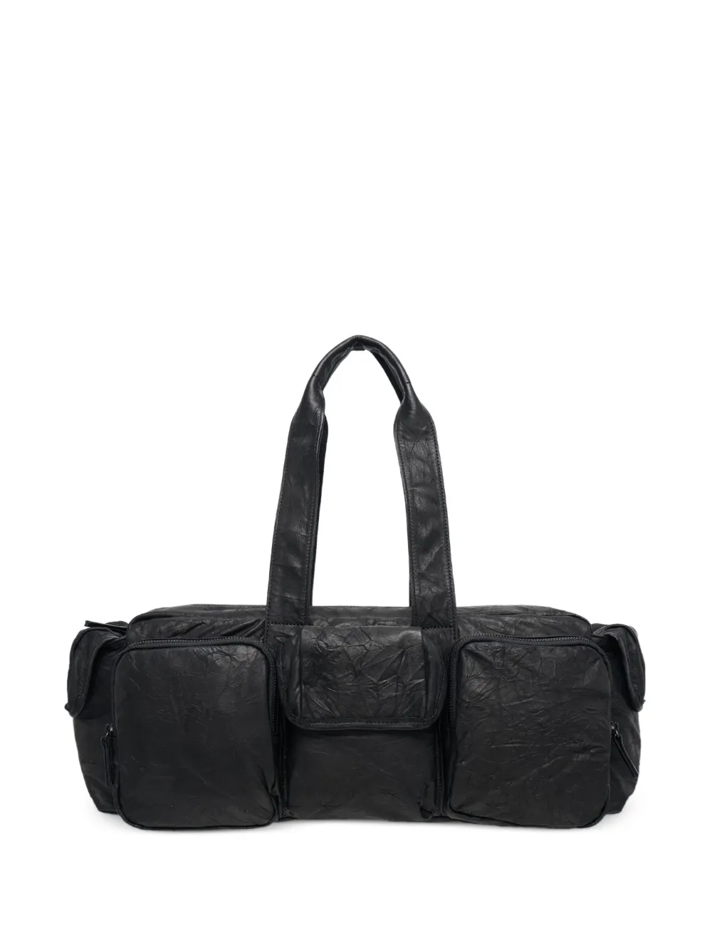 Y's wrinkled-leather shoulder bag - Nero