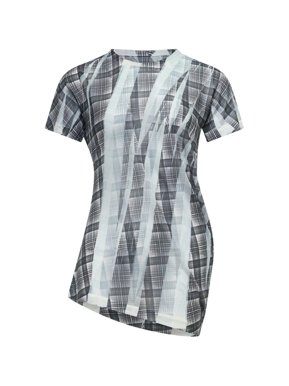 Y's round-neck plaid T-shirt - Grigio