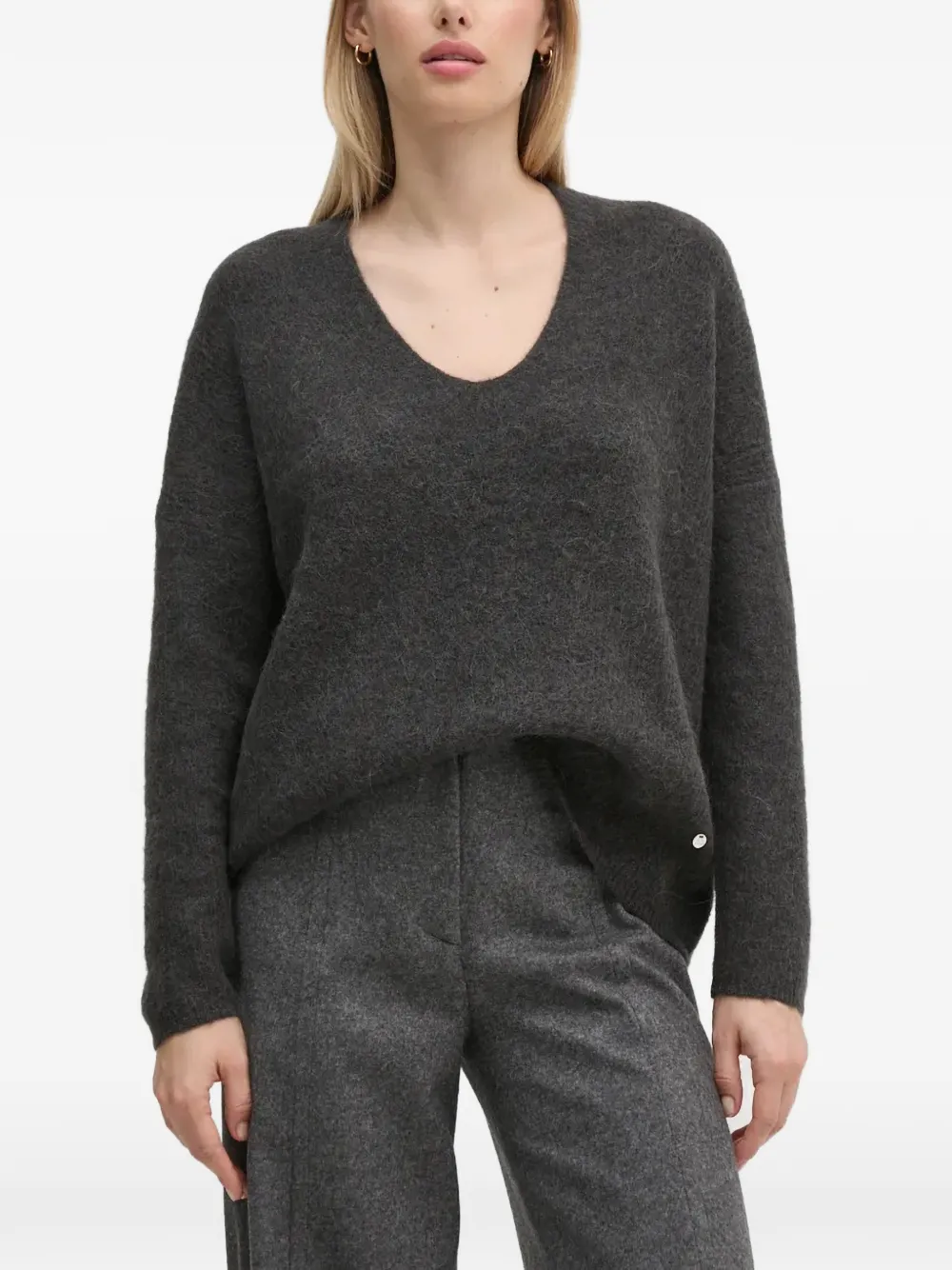 Mos Mosh Thora V-neck sweater - Grigio