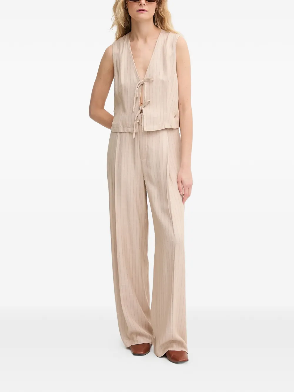  Mos Mosh Pinstripe Trousers - Neutrals 