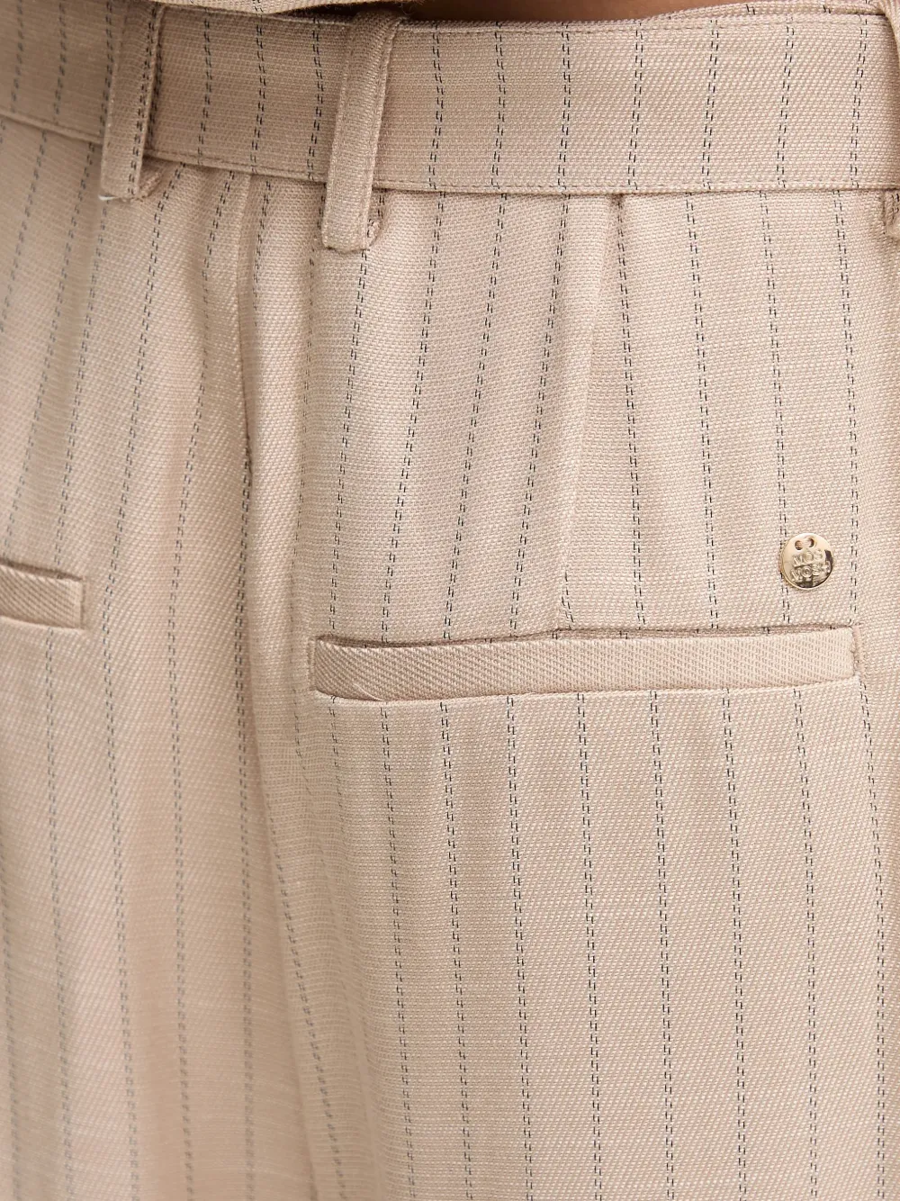 Mos Mosh Broek met krijtstreep Beige