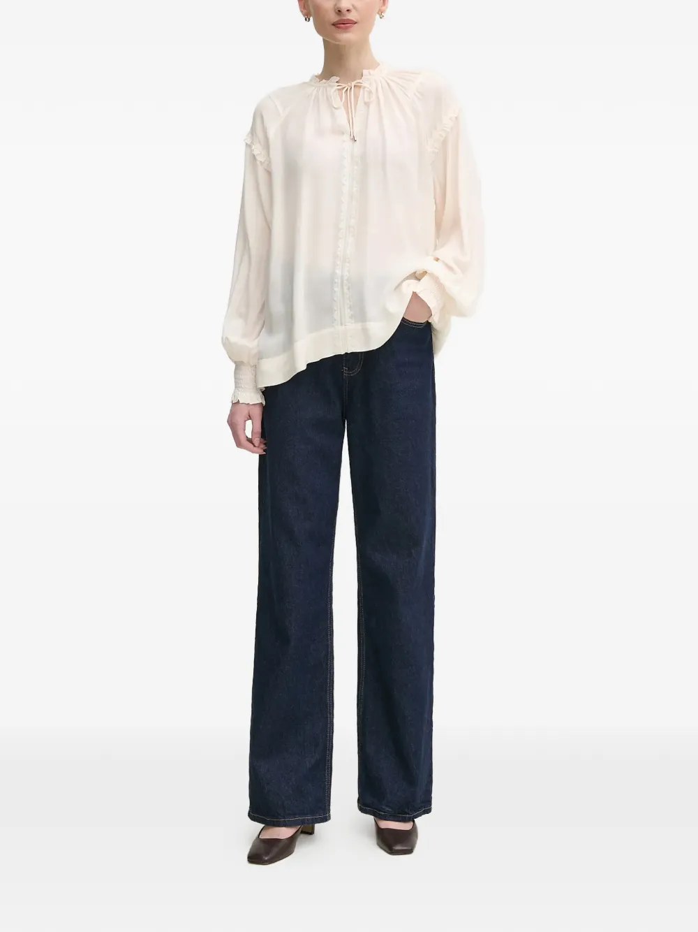  Mos Mosh Blouse Volantée à Manches Longues - Tons Neutres 