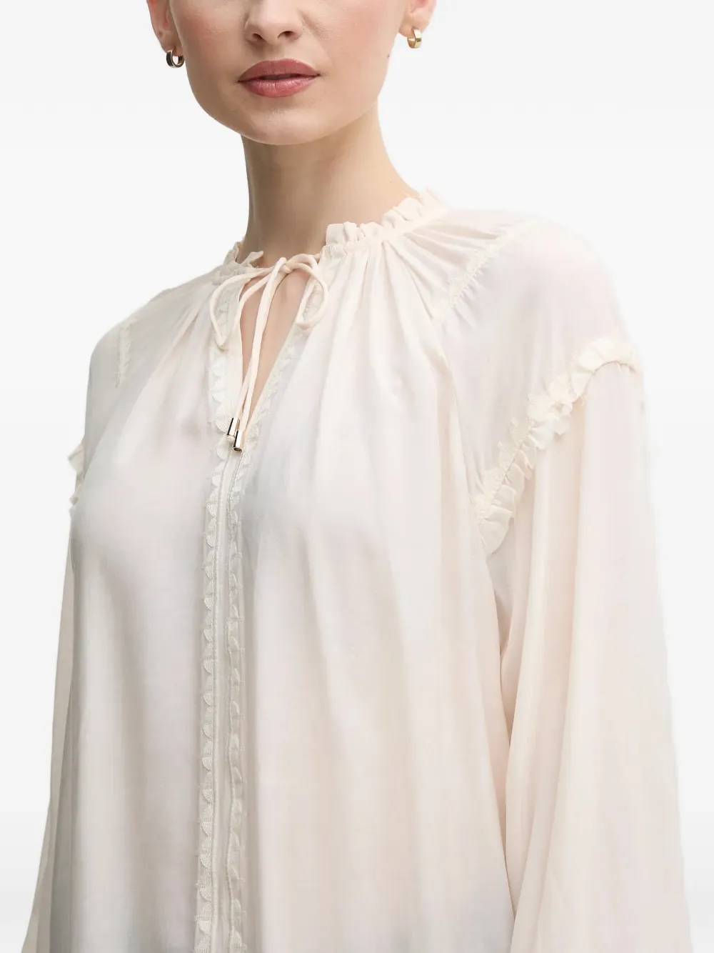  Mos Mosh Blouse Volantée à Manches Longues - Tons Neutres 