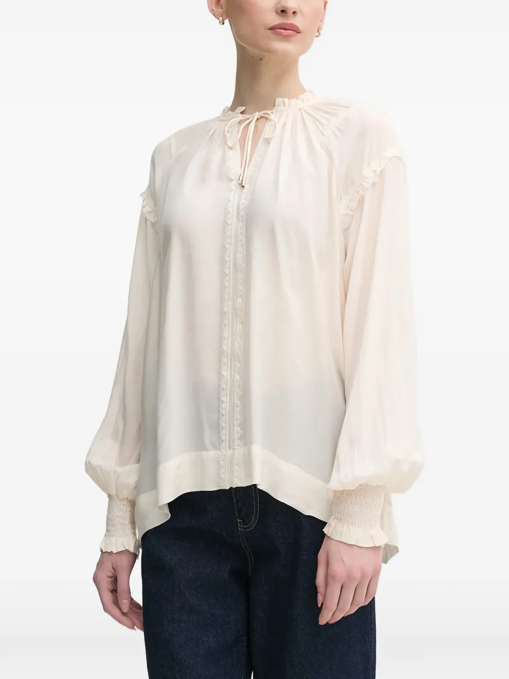 Mos Mosh ruffled-cuffs long-sleeves blouse - Toni neutri