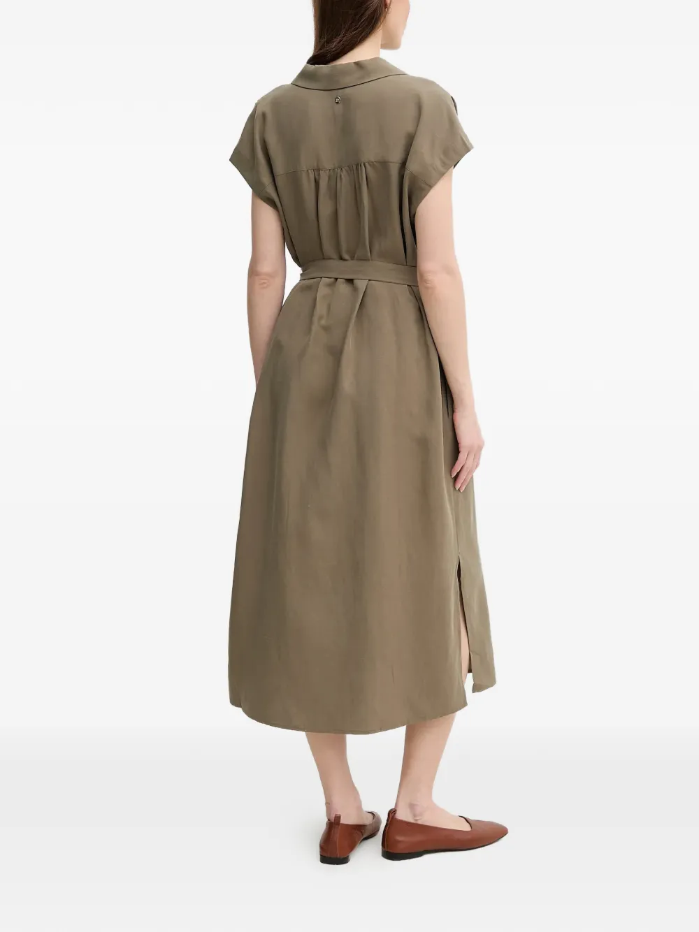  Mos Mosh Collared Belted Midi Dress - Green 
