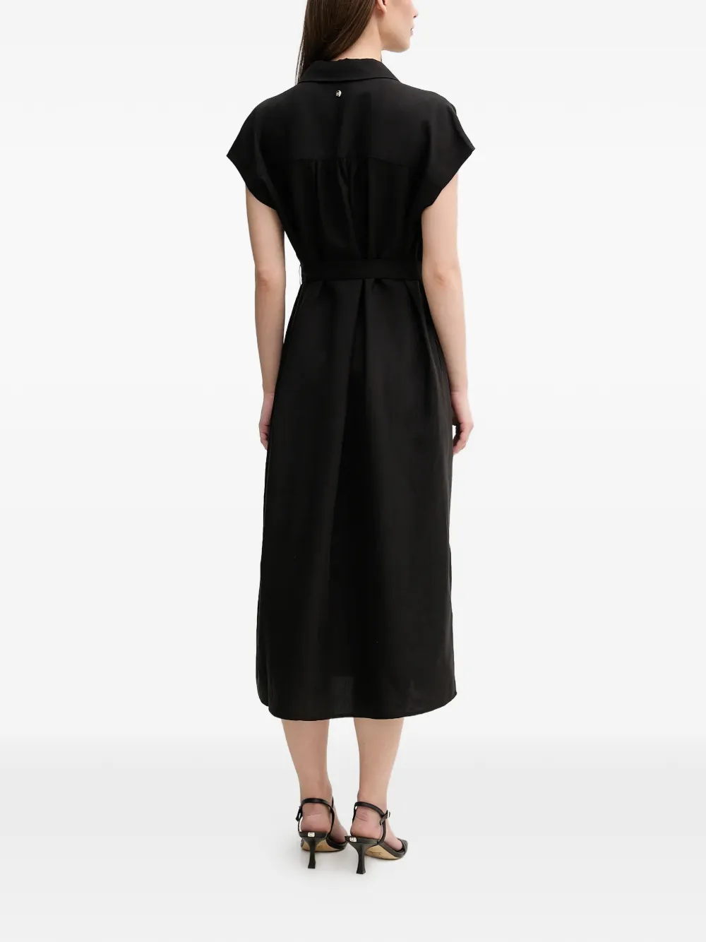  Mos Mosh Button Belted Midi Dress - Black 